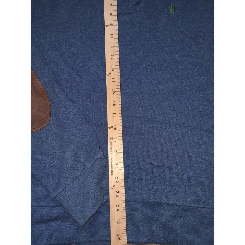 Polo Ralph Lauren Sweater Men Large Blue Shawl Collar Elbow Pads Small Pony - Picture 5 of 6
